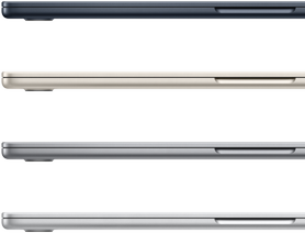 Quattro portatili MacBook Air chiusi nei colori disponibili: mezzanotte, galassia, grigio siderale e argento