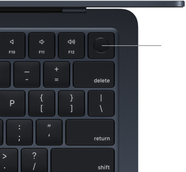 Tastiera con Touch ID per MacBook Air vista dall'alto