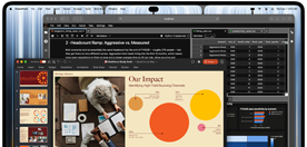 MacBook Pro con display PROLED XDR, nero siderale, il display mostra una presentazione in Microsoft PowerPoint con JupyterLab e Terminal per creare contenuti