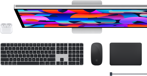 AirPods, Studio Display, Magic Keyboard, Magic Mouse, Magic Trackpad, cavo di ricarica MagSafe