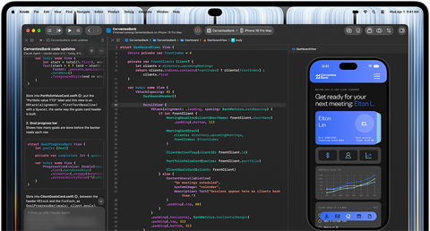 MacBook Pro nero siderale con display PROLED XDR, lo schermo mostra Xcode