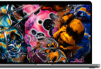 MacBook Pro con display PROLED XDR, color argento, aperto, lo schermo mostra un’immagine dettagliata con contrasto elevato e colori brillanti