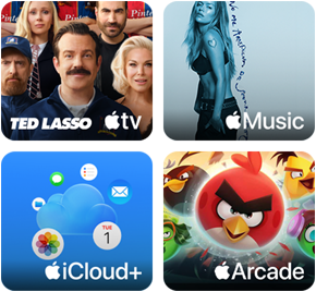 Un iPad che mostra l’offerta promozionale di Apple One, acquista un nuovo iPad e avrai 3 mesi gratis di Apple One con i servizi Apple TV, Apple Music, iCloud+ e Apple Arcade